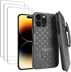 For iPhone 15 14 13 12 Pro Max Holster Belt Clip Holster Combo Case w/Kickstand