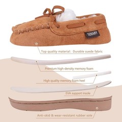 ‘ Moccasin House Shoe with Indoor Outdoor Memory Foam Sole Protection Slipper…