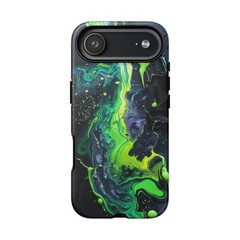 For iPhone / Galaxy / Pixel | Phone Ink Case – Neon Green Black Hydro Dip Marble