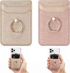 2xPhone Card Holder with Ring Grip for Back of Phone Adhesive Card Wallet Pocket