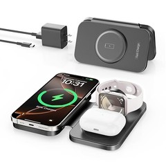 2026 Traveling Portable Wireless Mag-Safe Fast Charging Station,Magnetic Black