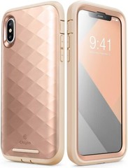 Clayco Cover for iPhone X, Full-Body Rugged Case W/ Screen Protector, BlushGold