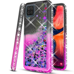 For Samsung Galaxy A12 Case Phone Cover Glitter Bling +Tempered Glass Protector