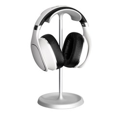 Silver Headphone Stand, Aluminum Bar, ABS Headrest, Metal Counterweight, Desk
