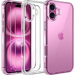 3-in-1 Clear Case Designed for iPhone 16 6.1″ 2024 with 2 Pack Tempered Glass…