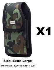 VERTICAL CAMOUFLAGE RUGGED CELL PHONE POUCH WITH METAL CLIP (L/XL/2XL/3XL)