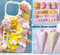 Decoden Phone Case DIY Pig CookiesCandy Yellow Cream Charm DIY Kits Set Craft