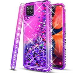 For Samsung Galaxy A12 Case Phone Cover Glitter Bling +Tempered Glass Protector