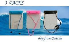3 Packs Universal Waterproof Case Big Phone Dry Bag Pouch Multiple Color Unisex 