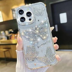 For iPhone 17 16 Pro Max 15 14 13 12 11 Pro Butterfly Glitter Bling Sparkle Case