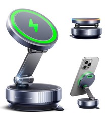 Magnetic Phone Mount 15W Wireless Charger 360 iPhone 17 Pro Grey 16-12 Charging
