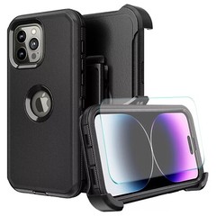 For iPhone 11/11 Pro Max Case Heavy Duty Shockproof Phone Cover +Tempered Glass