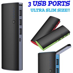 10000mAh 3 USB External Power Bank Portable LCD LED Charger for Cell Phone US