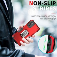 For Motorola Moto G Stylus 2022 4G Metal Ring Case Magnetic Stand+Tempered Glass