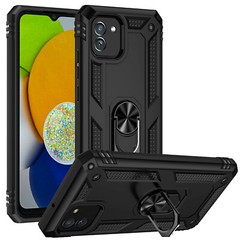 For-Samsung Galaxy A03 Case Shockproof Armor Ring Stand Cover + Screen Protector