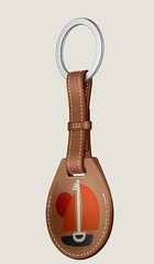 Apple AirTag Hermès key ring in Gold Swift calfskin, “Picto Echappee” print