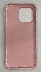 Pink Gingham iPhone 15 Pro Max Case/Dual-Layer Protection/Microfiber Interior