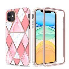 GSA Geo Marble Hybrid Case for iPhone 13 Pro (6.1″) – Pink/White