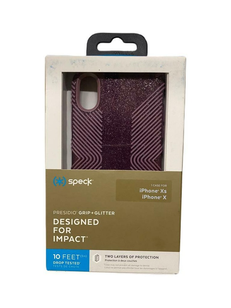 Speck Presidio Grip + Glitter Case For iPhone X iPhone XS (5.8-inch) Purple New