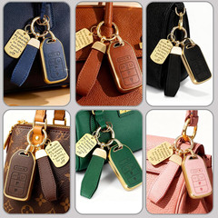 Soft TPU & Leather Key Fob Cover Compatible with Hyundai Ioniq 6 Grandeur GN7 KO