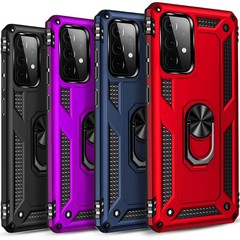 For Samsung Galaxy A52 5G Case, Metal Ring Kickstand + Tempered Glass Protector