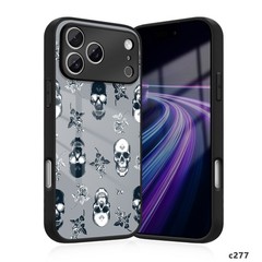 Hybrid Glass Phone Case Dark Style Skull Cover For iPhone 17 Pro Max 15 16 14 13