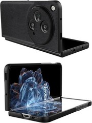 Elegant Black Leather Case for OnePlus Open – Genuine Leather & Polycarbonate