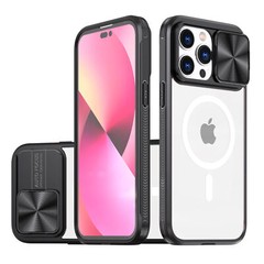 For iPhone 16 Pro Max 14 15 11 Magnetic Slide Camera Lens Hard Clear Back Cover