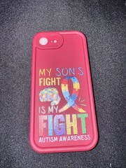 Free Shipping – Autism Awareness iPhone 16E Case My Son’s Fight Is My Fight Pink
