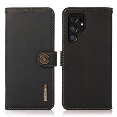Snap-on Genuine Leather Flip Wallet Case Cover for Samsung S23 S24 S25 S26 Ultra