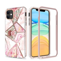 GSA Geo Marble Hybrid Case for iPhone 13 Pro (6.1″) – Pink Roses