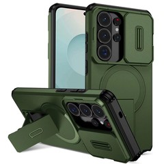 For Samsung Galaxy S26 Ultra S25FE S24 Shockproof Mag Safe Stand Slide Lens Case