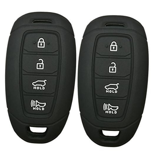 2Pcs Rubber 4 Buttons Key Fob Remote Cover Case Protector Keyless 2Pcs Black