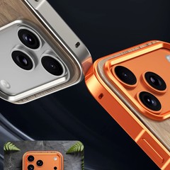 Genuine Walnut Wood Magnetic Back Case for iPhone17 Pro Max Alloy Bumper Cover