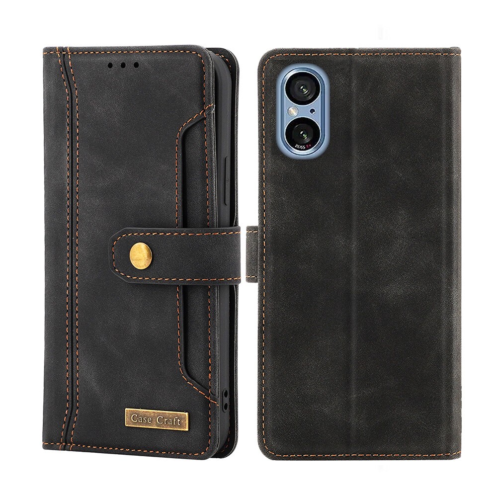 For Sony Xperia 5 V Notebook Style Card Case,Leather Magnetic Flip Phone Case