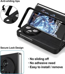 Elegant Black Leather Case for OnePlus Open – Genuine Leather & Polycarbonate