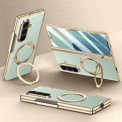 For Samsung Galaxy Z Fold 7 Electroplated Magnetic Leather Case Screen Protector
