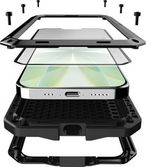 Metal Case For iPhone 17 Heavy Duty Shockproof Cover+Glass Screen Protector