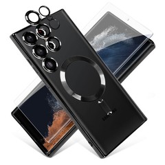 For Samsung Galaxy S24 Ultra S23 S22 Magnetic Clear Case Cover+Screen Protector