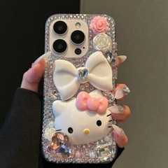 3D Bling Hello Kitty Crystal Diamond Case For iPhone 15 Pro Max 14 13 12