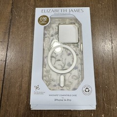 New Elizabeth James Gold Purple Flower Clear MagSafe Case iPhone 14 Pro 6.1”
