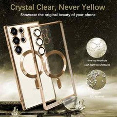 For Samsung Galaxy S24 Ultra Plus Clear Case Magnetic Mag Safe Plating Cover