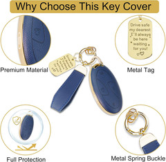 Soft TPU & Leather Key Fob Cover Compatible with Hyundai Ioniq 6 Grandeur KONA S