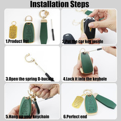 Soft TPU & Leather Key Fob Cover Compatible with Hyundai Ioniq 6 Grandeur KONA S