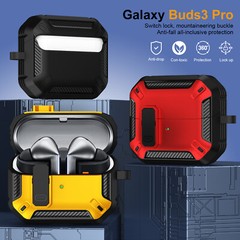 For Samsung Galaxy Buds 3/3 Pro Shockproof Secure Lock Case with Keychain Cover