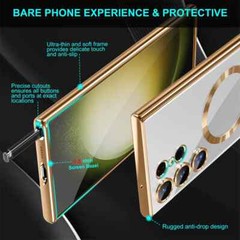 For Samsung Galaxy S24 Ultra Plus Clear Case Magnetic Mag Safe Plating Cover