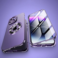 For iPhone 15/14/13/12 Pro Max Metal Mag Safe Case Screen Protector Full Cover