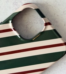 BURGA Striped Case for iPhone 13 Pro Max / 14 Pro Max – Green Cream Red Glossy