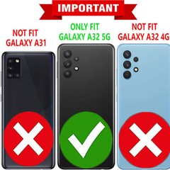 For Samsung Galaxy A32 5G Case Phone Cover Pouch Wallet +Tempered Glass Screen