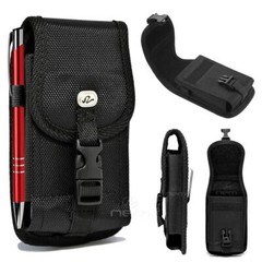 For iPhone 14 PRO MAX Rugged Belt Clip Loops Heavy Duty Buckle Nylon Pouch Black